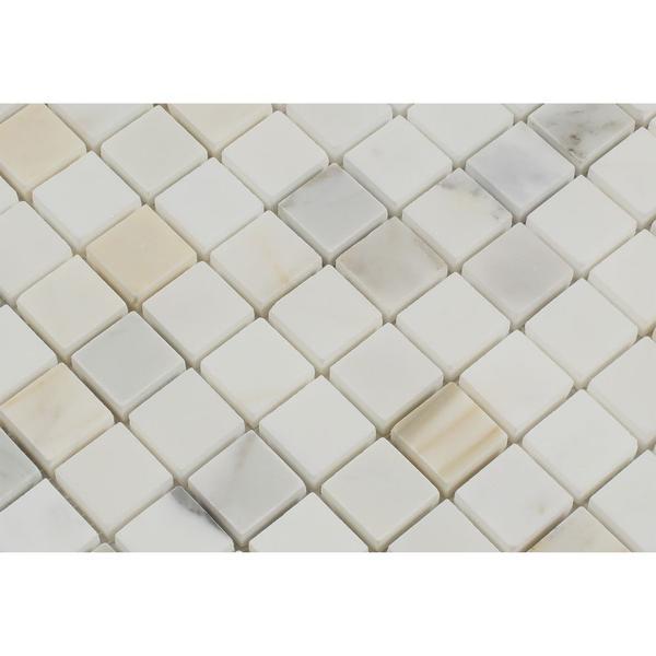 1 x 1 Honed Calacatta Gold Marble Mosaic Tile