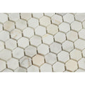 1 x 1 Polished Calacatta Gold Marble Hexagon Mosaic Tile