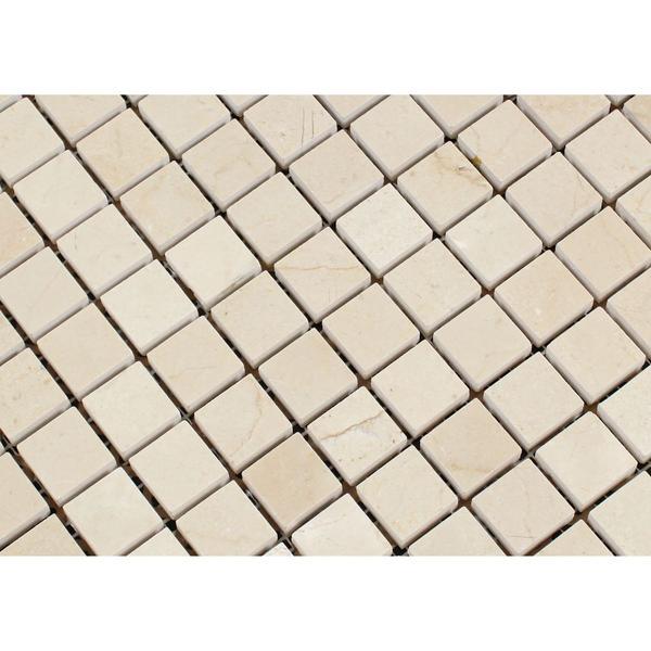 1 x 1 Polished Crema Marfil Marble Mosaic Tile