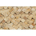 1 x 1 Split-faced Gold Travertine 3-D Mosaic Tile