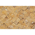 1 x 1 Split-faced Gold Travertine Mosaic Tile