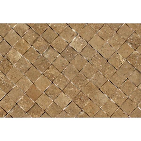 1 x 1 Split-faced Noce Travertine Mosaic Tile