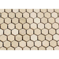 1 x 1 Tumbled Crema Marfil Marble Hexagon Mosaic Tile