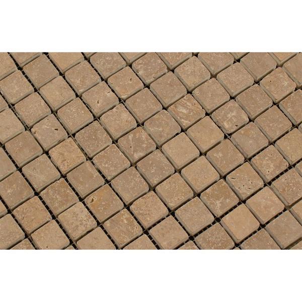 1 x 1 Tumbled Noce Travertine Mosaic Tile