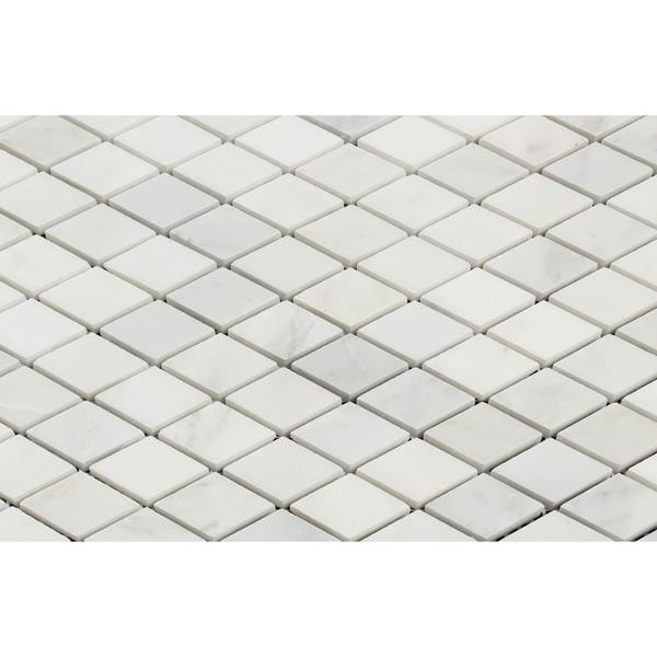 1 x 2 Honed Oriental White Marble Diamond Mosaic Tile