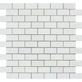 1 x 2 Honed Thassos White Marble Brick Mosaic Tile