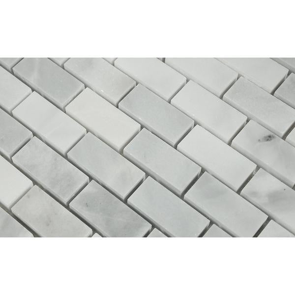 1 x 2 Polished Bianco Mare Marble Mosaic Tile