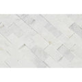 1 x 2 Split-faced Oriental White Marble Brick Mosaic Tile