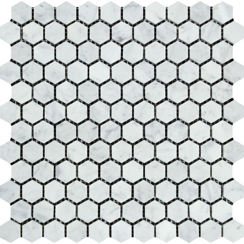 1x1 Bianco Carrara Hexagon ( HONED )