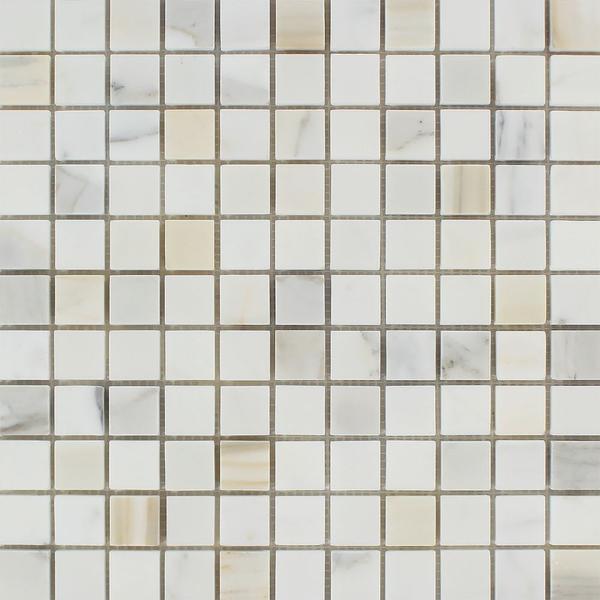 1x1 Polished Calacatta Gold Marble Mosaic Tile