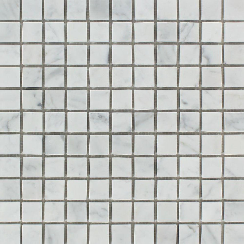 1x1 Honed Bianco Carrara Marble Mosaic Tile