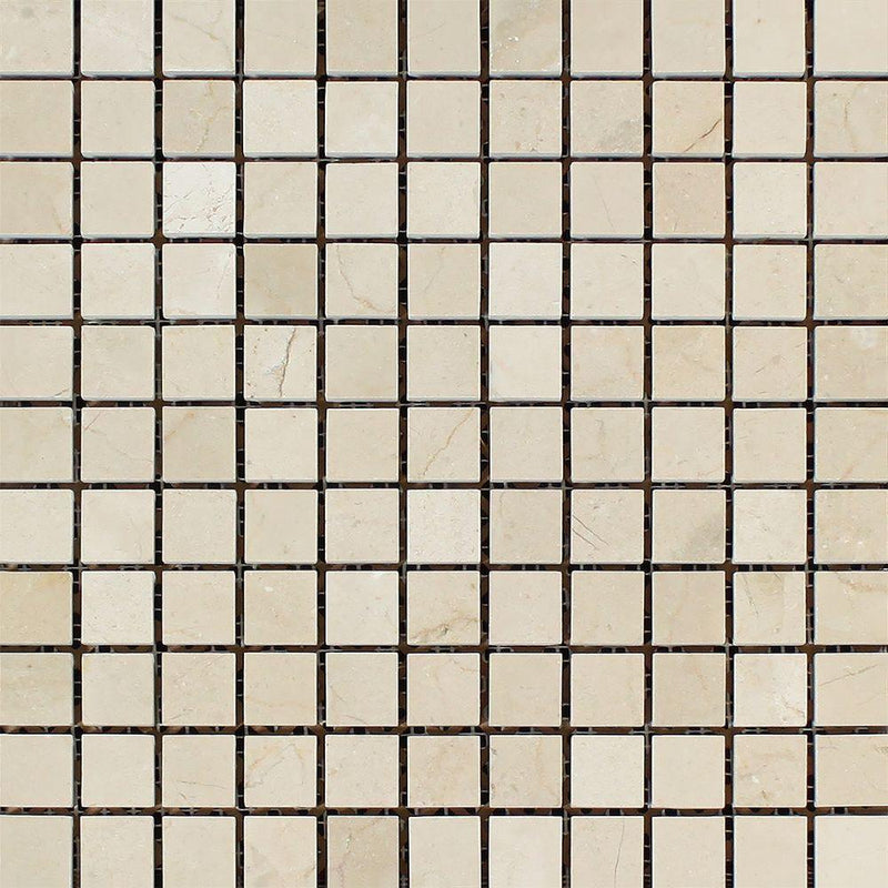 1x1 Polished Crema Marfil Marble Mosaic Tile