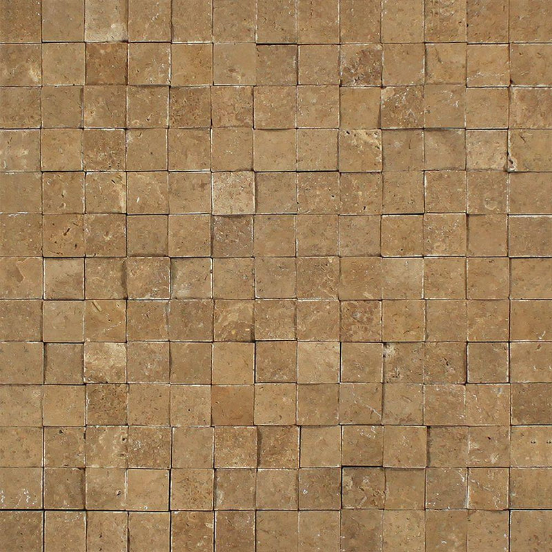 1x1 Split-faced Noce Travertine Mosaic Tile