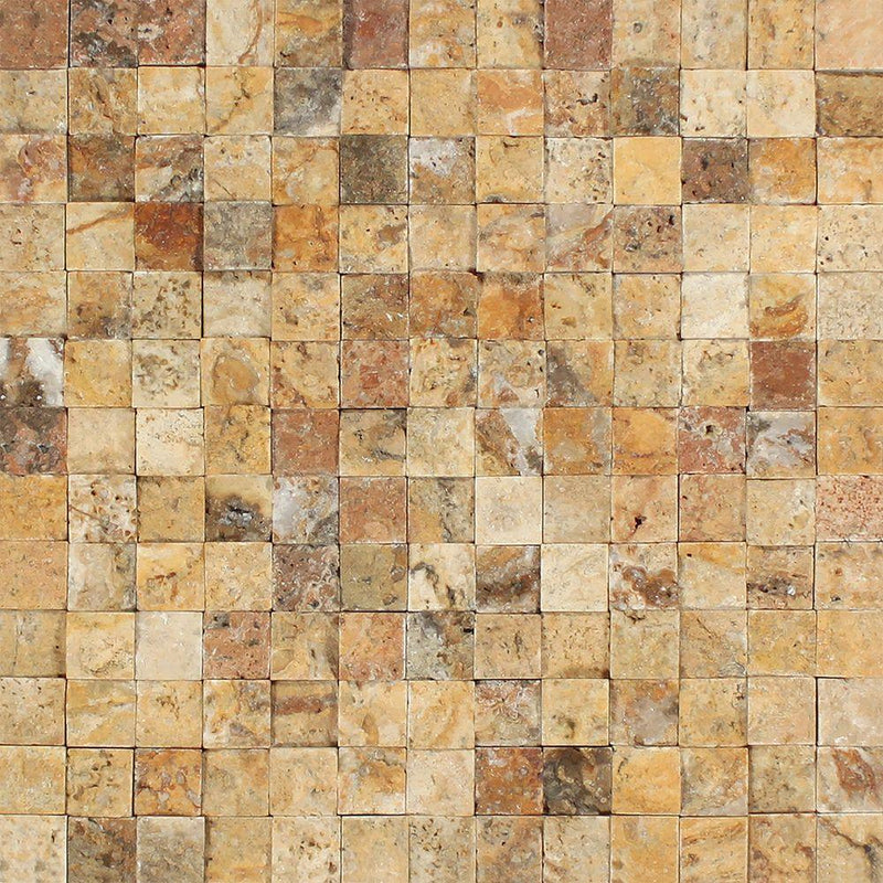 1x1 Split-faced Scabos Travertine Mosaic Tile