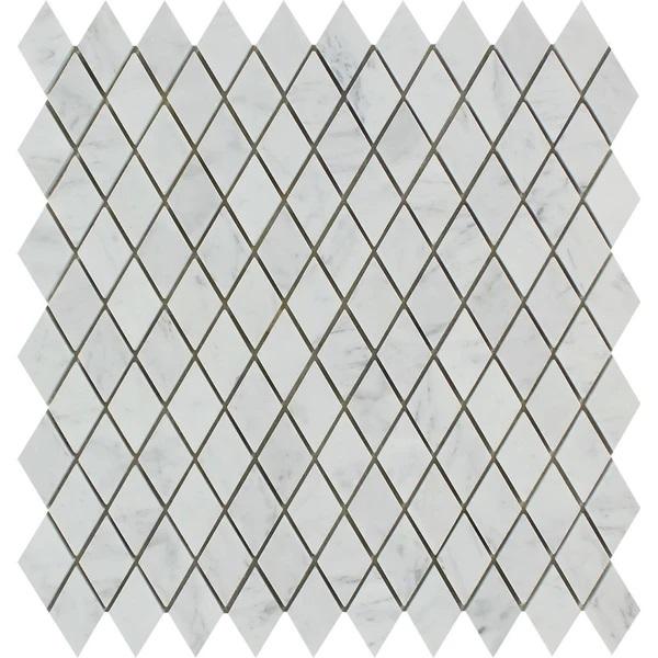 1x2 Honed Bianco Carrara Marble Diamond Mosaic Tile