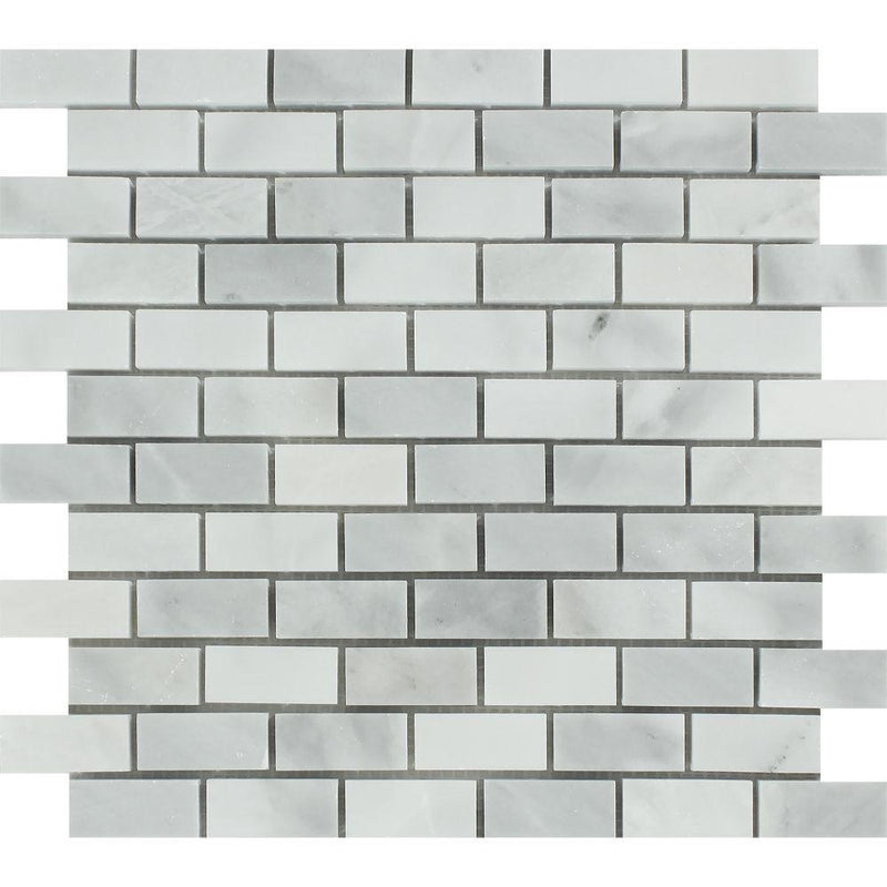 1x2 Honed Bianco Mare Marble Mosaic Tile