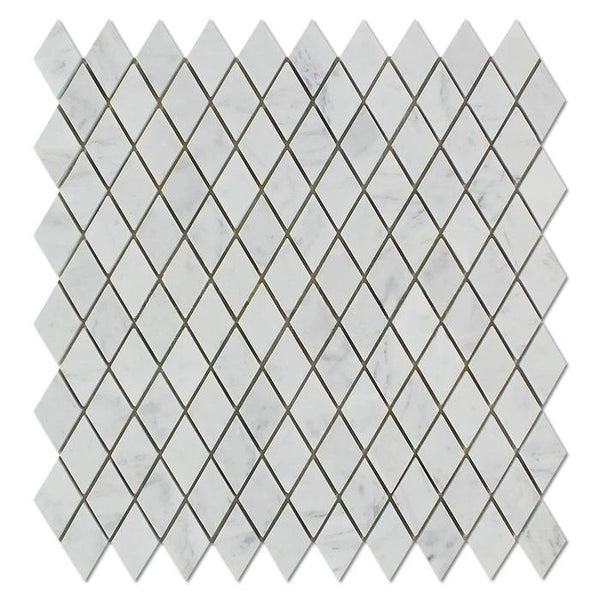 1x2 Polished Bianco Carrara Marble Diamond Mosaic Tile