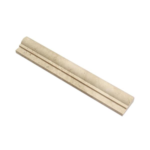 2 x 12 Honed Ivory Travertine Single-Step Chair Rail Trim