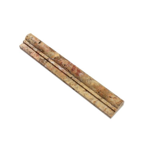 2 x 12 Honed Scabos Travertine Single-step Chair Rail Trim