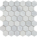 2 x 2 Honed Oriental White Marble Hexagon Mosaic Tile