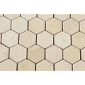 2 x 2 Tumbled Crema Marfil Marble Hexagon Mosaic Tile