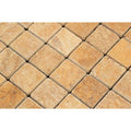 2 x 2 Tumbled Gold Travertine Mosaic Tile