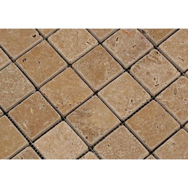 2 x 2 Tumbled Noce Travertine Mosaic Tile