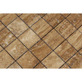 2 x 2 Unfilled Brushed Noce Exotic (Vein-Cut) Travertine Mosaic Tile