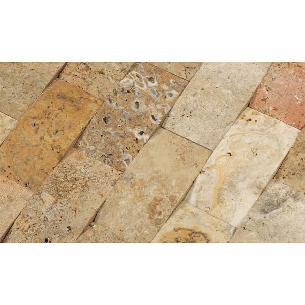 2 x 4 CNC-Arched Travertine Scabos Brick Mosaic Tile