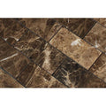 2 x 4 Polished Emperador Dark Marble Brick Mosaic Tile