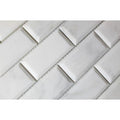 2 x 4 Polished Oriental White Marble Deep-Beveled Brick Mosaic Tile