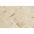 2 x 4 Split-faced Ivory Travertine Brick Mosaic Tile