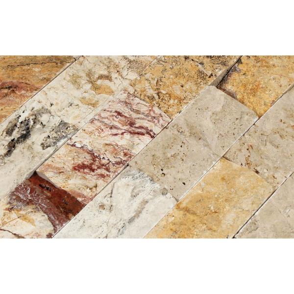 2 x 4 Split-faced Valencia Travertine Brick Mosaic Tile