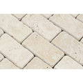 2 x 4 Tumbled Ivory Travertine Brick Mosaic Tile