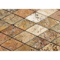 2 x 4 Tumbled Scabos Travertine Diamond Mosaic Tile