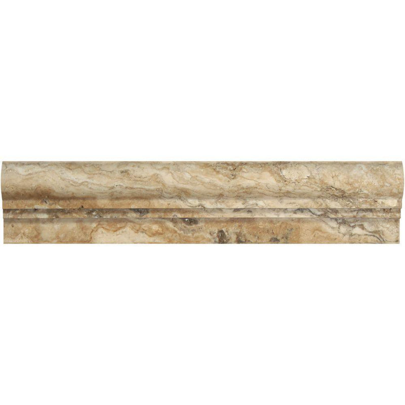 2 1/2 x 12 Honed Philadelphia Travertine Double-Step Chair Rail Trim