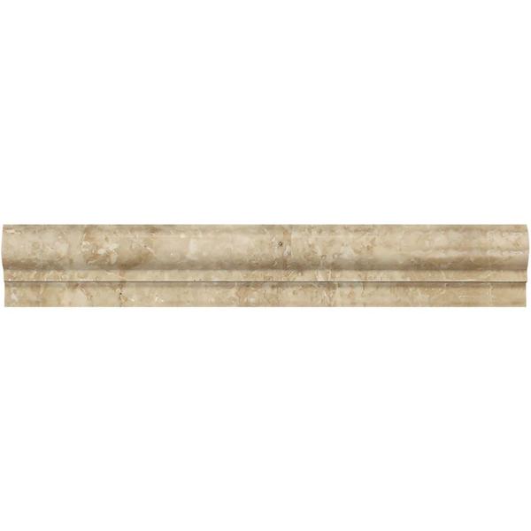 2x12 Polished Cappuccino Marble Single-Step Chair Rail Trim