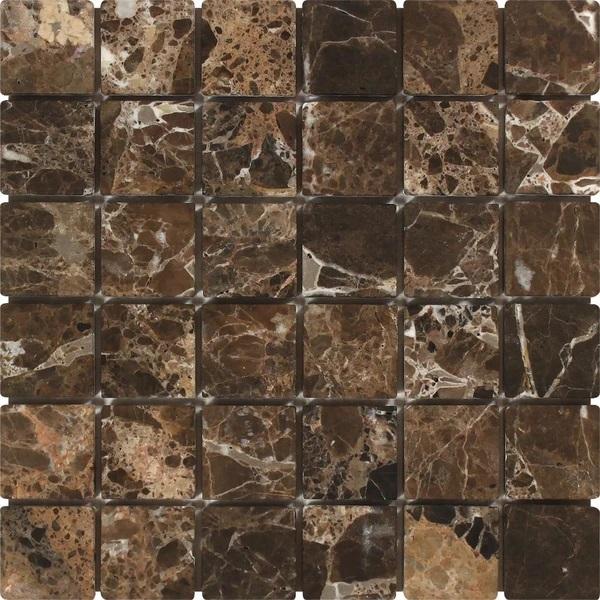 2x2 Tumbled Emperador Dark Marble Mosaic Tile