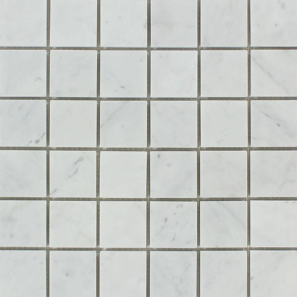 2x2 Polished Bianco Carrara Marble Mosaic Tile