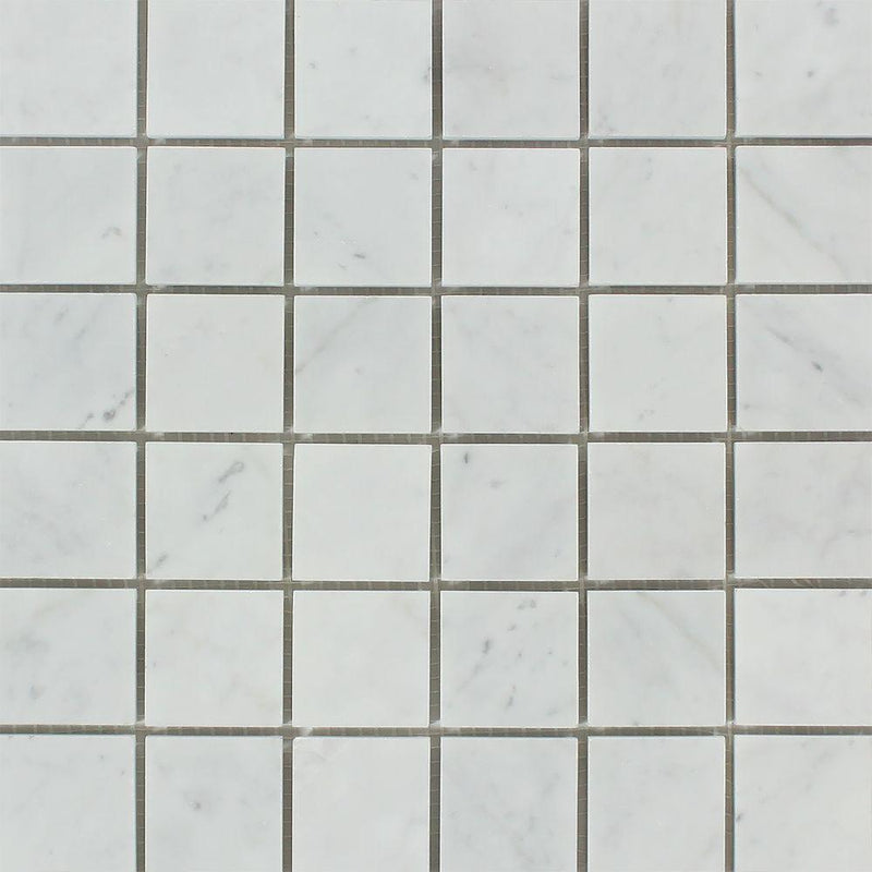 2x2 Polished Bianco Carrara Marble Mosaic Tile