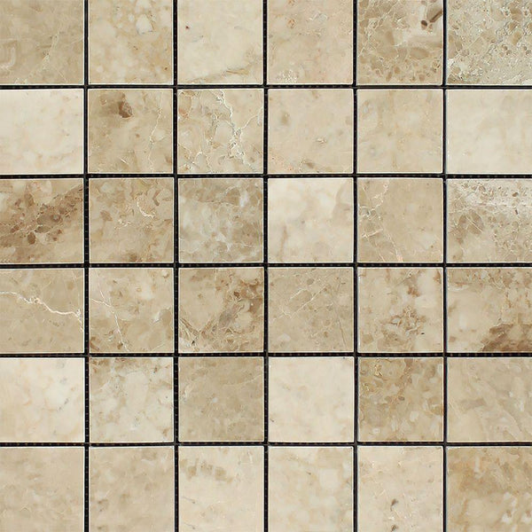 2x2 Polished Cappuccino Marble Mosaic Tile