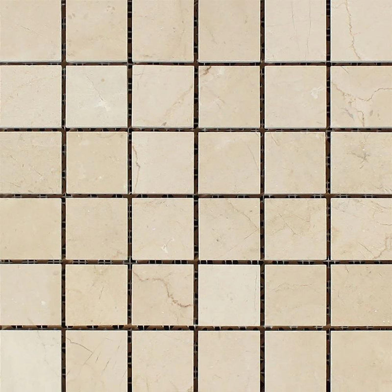 2x2 Polished Crema Marfil Marble Mosaic Tile