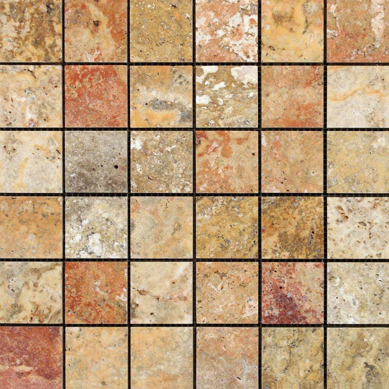 2x2 Polished Scabos Travertine Mosaic Tile