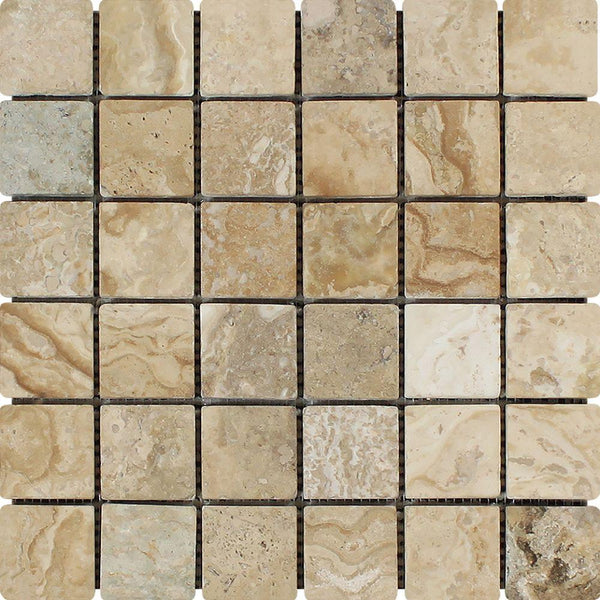 2x2 Tumbled Philadelphia Travertine Mosaic Tile