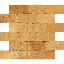 2x4  CNC-Arched Gold Travertine Brick Mosaic Tile