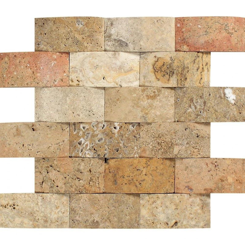 2x4  CNC-Arched Travertine Scabos Brick Mosaic Tile