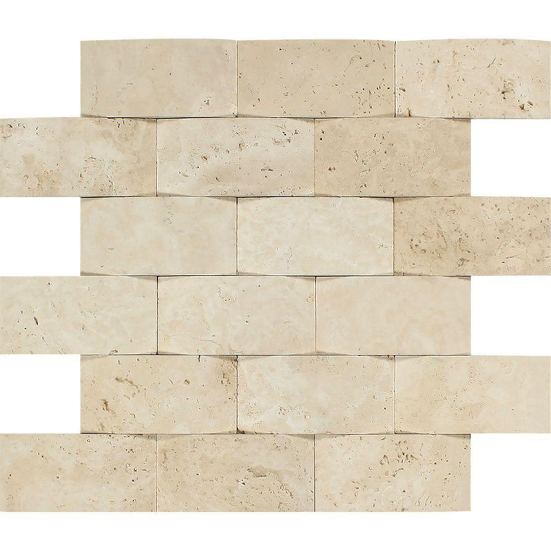 2x4  CNC-Arched Ivory Travertine Brick Mosaic Tile