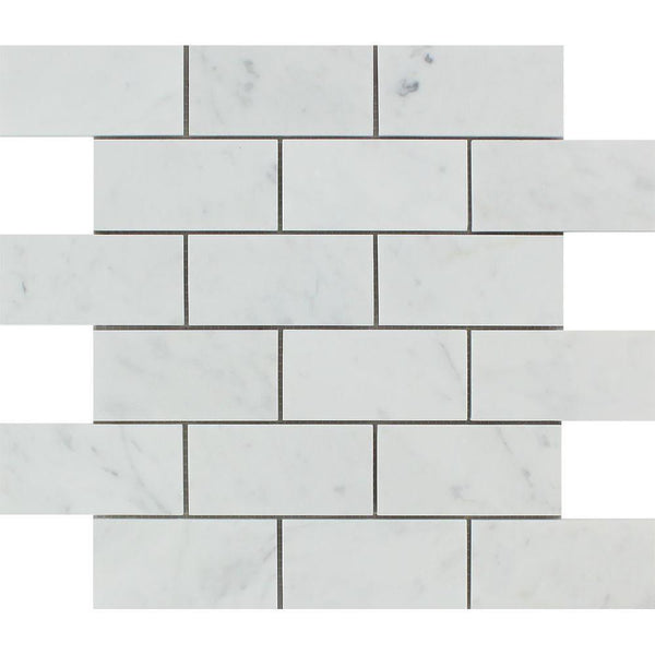 2x4  Honed Bianco Carrara Marble Brick Mosaic Tile