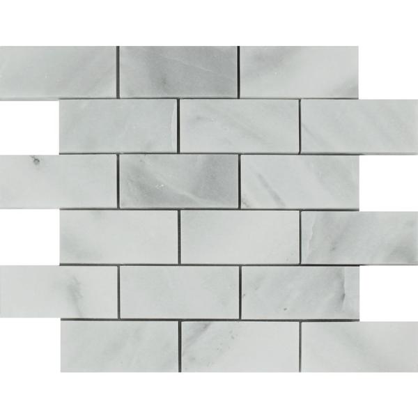 2x4  Honed Bianco Mare Marble Brick Mosaic Tile