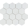 3 x 3 Polished Thassos White Marble Hexagon Mosaic Tile